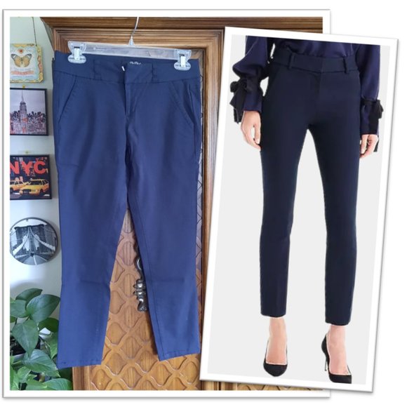 BeBop Bi-Stretch Cropped Skinny Ankle Pants - Navy, Size 4. - Picture 1 of 16
